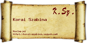 Korai Szabina névjegykártya
